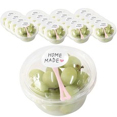 투명머핀컵 미니 본체 + 뚜껑 + 홈메이드 스티커 소 + 미니포크, 20개, 1세트 주방용품/일회용품/종이컵 반품 최저가 6,550원