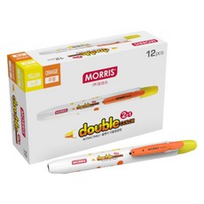 모리스 노크식 더블칼라 2 in 1형광펜, 노랑 + 오렌지, 12개 문구/오피스/학용품/수업준비 반품 최저가 12,280원