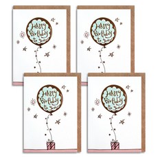 안개나라 캘리그라피 생일카드, 해피벌룬, 4세트 문구/오피스/카드/엽서/봉투 반품 최저가 6,510원