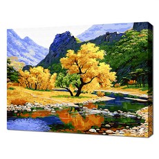 에코솔 셀프페인팅 26색 풍경화 DIY 명화그리기 40 x 50 cm, 풍요의 황금나무, 1개 문구/오피스/미술/화방용품 반품 최저가 26,000원