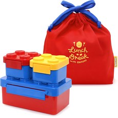옥스포드 아동용 블럭 런치박스 + 파우치 세트, 레드, 1세트 주방용품/유아동물병/도시락 반품 최저가 11,210원