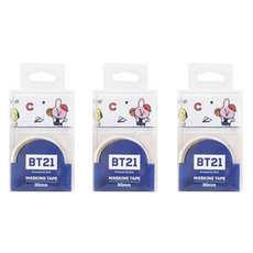 라인프렌즈 BT21 마스킹테이프 30mm, 화이트, 3개 문구/오피스/캐릭터 문구 반품 최저가 2,550원
