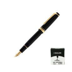 세일러 만년필 프로기어 슬림 블랙 금장 14K + 잉크카트리지 12p 실속세트, F, 블랙(만년필), 검정(잉크) 문구/오피스/필기류 반품 최저가 229,590원