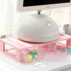 하라코리아 3칸 서랍 모니터 받침대, 핑크 문구/오피스/사무용품 전문관 반품 최저가 8,880원
