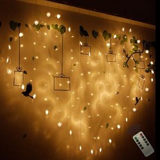 지아이비 LED USB 감성하트 커튼 라이트 줄전구 128구 + 리모콘 + 고정용 투명 전선 클립 세트, 전구색, 1개 undefined/undefined 반품 최저가 16,560원
