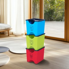 플라팜 에코홀릭 분리수거함 60L 3단, 그린+레드+블루, 1세트 홈인테리어/청소/세탁용품 반품 최저가 35,170원