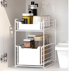 DaynDay 메탈 슬라이딩 2단 선반 와이드형, 화이트, 1개 주방용품/주방수납/정리 반품 최저가 25,030원