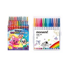 지구화학 핑크퐁 원더스타 색연필 24색 + 모나미 슈퍼사인펜 12색 세트, 1세트 문구/오피스/학용품/수업준비 반품 최저가 8,040원