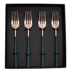 벨로아이녹스 네오 에메랄드 로즈골드 케잌 포크, 혼합 색상, 4개 주방용품/포크/디저트포크 반품 최저가 36,220원