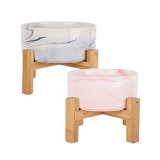 딩동펫 반려동물 모던 앤 마블 세라믹 식기 2단 고급형 S 2종 세트, 마블 그레이, 마블 핑크, 1세트 반려동물용품/고양이 용품 반품 최저가 13,680원