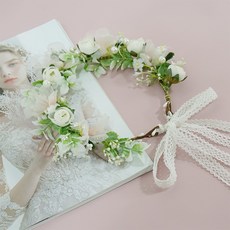 앨리플라워 진주 장미 화관, 크림 홈인테리어/원예/가드닝 반품 최저가 10,030원