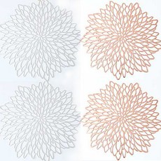 히비스커스 테이블매트 2종 x 2p 세트, 로즈골드 + 실버, 40 x 40cm, 1개 주방용품/주방잡화 반품 최저가 3,530원