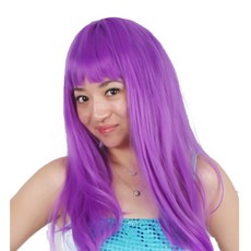 마켓감성 긴 생머리 스트레이트 컬러 앞머리 가발, 보라, 1개 문구/오피스/파티/이벤트 반품 최저가 7,680원