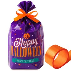 인디케이 퍼플 할로윈파티 OPP비닐 50p+오렌지 공단리본22m, 혼합 색상, 1세트 문구/오피스/데코/포장용품 반품 최저가 10,800원