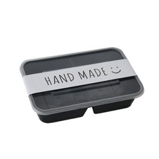 에이치씨엔 일회용기 반찬용기 N-PP 블랙 2칸 100p + 띠지 화이트 100p, 1세트 주방용품/일회용품/종이컵 반품 최저가 23,770원