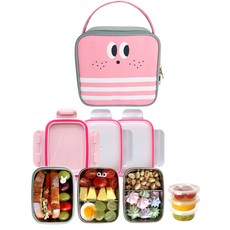 롤리몬 혼합 스텐 도시락 밥통 + 찬통 2p + 소스통 3p + 가방, 핑크, 1세트 주방용품/보온/보냉용품 반품 최저가 18,170원