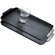 바이굿즈 PC 논슬립 패스트푸드 손잡이 사각쟁반 2p, 검정색 주방용품/그릇/홈세트 반품 최저가 20,250원