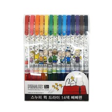 희망노트 피너츠 스누피 퀵드라이 빼빼펜 0.5mm 14p, 혼합 색상, 1세트 undefined/undefined 반품 최저가 6,870원