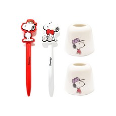 피너츠 스누피 볼펜 2종 + 볼펜 꽂이 2p 세트, 스누피 레드, 스누피 화이트(볼펜), 스누피(볼펜꽂이), 1세트 문구/오피스/학용품/수업준비 반품 최저가 6,740원