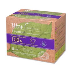 동성제약 와우 프리미엄 오가닉 코튼 커버 생리대 슈퍼롱 날개형, 오버나이트, 6개입, 1개 생활용품/일반생리대 반품 최저가 4,310원