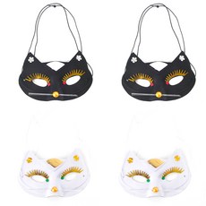 파티쇼 고양이반가면 블랙 2p + 화이트 2p, 혼합 색상 문구/오피스/파티/이벤트 반품 최저가 4,090원