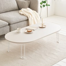 메종드꼼마 그랑데 접이식 거실 테이블 타원형 120cm, 화이트 undefined/undefined 반품 최저가 46,110원