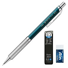 펜텔 오렌즈 메탈 그립 샤프 타코이즈블루 XPP1002G2-S2 + AIN 샤프심 HB + 지우개, 0.2mm, 1세트 문구/오피스/학용품/수업준비 반품 최저가 17,000원