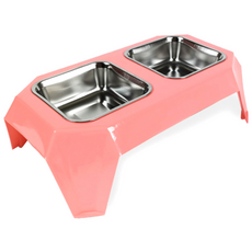 딩동펫 스퀘어 스텐 애견식기 2구, 핑크, 1개 반려동물용품/강아지 용품 반품 최저가 5,630원