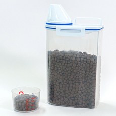 요기쏘 반려동물 사료보관통 + 계량컵, 투명, 2.5L, 2세트 undefined/undefined 반품 최저가 8,410원