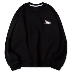 벤힛 삼색냥 자수 세미 오버핏 특양면 빅사이즈 맨투맨 패션의류/잡화/남녀 공용 의류 반품 최저가 12,370원