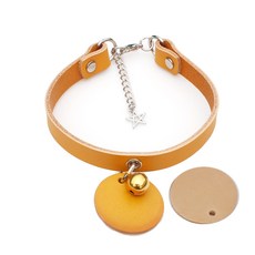 미소펫 레더큐티 반려동물 목걸이 + 이름표 아이보리 + 랜덤발송 + 방울 랜덤발송, 옐로우, 1개 반려동물용품/펫티켓 산책용품 반품 최저가 11,700원