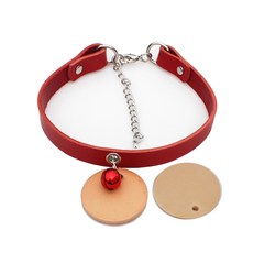 미소펫 레더큐티 반려동물 목걸이 + 이름표 아이보리 + 랜덤발송 + 방울 랜덤발송, 레드, 1개 반려동물용품/펫티켓 산책용품 반품 최저가 12,670원