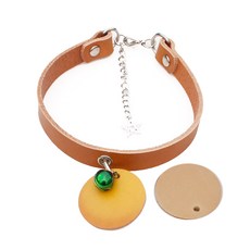 미소펫 레더큐티 반려동물 목걸이 + 이름표 아이보리 + 랜덤발송 + 방울 랜덤발송, 브라운, 1개 반려동물용품/펫티켓 산책용품 반품 최저가 14,180원