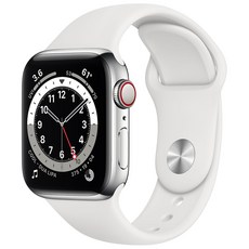 Apple 애플워치 6, 40mm, GPS+Cellular, 스테인리스 스틸, 실버 / 화이트 스포츠 밴드, 실버 스테인리스 스틸 케이스, 화이트 스포츠 밴드 가전디지털/스마트워치/밴드 반품 최저가 448,000원