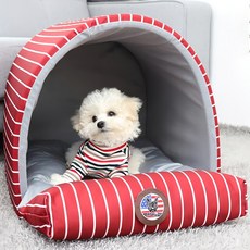 레드퍼피 프리미엄 윌튼 동글이 쿠션하우스, 스트라이프버건디, 1개 반려동물용품/강아지 용품 반품 최저가 23,100원
