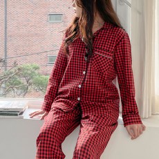 어나더디 여성용 잔체크 파자마 세트 패션의류/잡화/속옷/잠옷 반품 최저가 15,730원