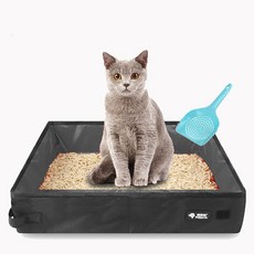 리젠스 고양이 휴대용 방수 접이식 모래 화장실 + 모래삽 세트, 검정(화장실), 랜덤발송(삽), 1개 반려동물용품/고양이 용품 반품 최저가 9,530원