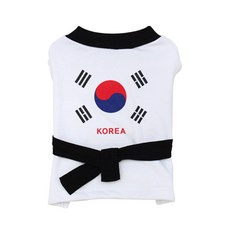 태권도 강아지 티셔츠, 화이트 + 블랙, 1개 반려동물용품/강아지 용품 반품 최저가 7,710원