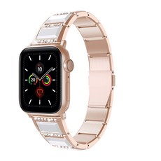 애플워치 38 / 40 mm 전용 보석 메탈 밴드, 로즈골드 + 하양 가전디지털/스마트워치/밴드 반품 최저가 4,730원
