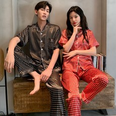 로리돌스 체크 여름 실크 파자마 커플잠옷 패션의류/잡화/속옷/잠옷 반품 최저가 17,800원