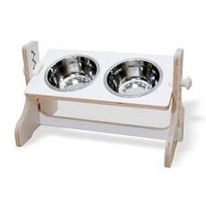 힐링타임 반려동물 높이조절 원목식탁 스테인리스 2구, 1개, 화이트 반려동물용품/강아지 용품 반품 최저가 11,110원