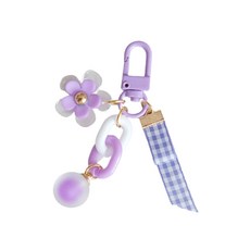 만행샵 데이지 플라워체크 에어팟 키홀더 버즈키링, 퍼플 가전디지털/음향기기 반품 최저가 1,640원