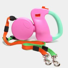 댕댕펫 강아지 버튼 듀얼 자동 리드줄, 핑크, 1개 반려동물용품/펫티켓 산책용품 반품 최저가 43,890원