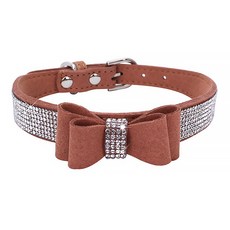 마켓A 강아지 리본 큐빅 벨티드 목줄, 브라운, 1개 반려동물용품/펫티켓 산책용품 반품 최저가 15,390원