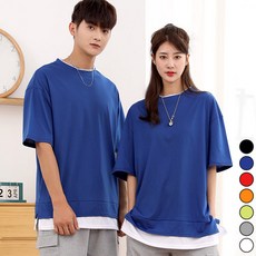 턴키 남녀공용 이중 레이어드 반팔 롱 티셔츠 SP-262 undefined/undefined 반품 최저가 7,060원