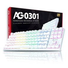 에이투 유선 텐키리스 기계식 게이밍 키보드, 화이트, AG0301, 적축 undefined/undefined 반품 최저가 44,320원