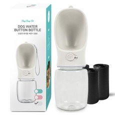 딩동펫 반려동물 휴대용 버튼식 물병 350ml + 풉백 3롤, 화이트, 1세트 undefined/undefined 반품 최저가 6,300원