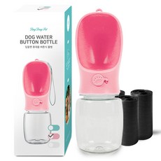 딩동펫 반려동물 휴대용 버튼식 물병 350ml + 풉백 3롤 세트, 핑크, 1세트 반려동물용품/강아지 용품 반품 최저가 7,140원