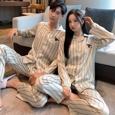 로리돌스 실크 커플잠옷 스트라이프 긴팔 파자마 홈웨어 패션의류/잡화/속옷/잠옷 반품 최저가 15,000원