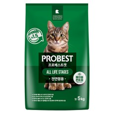 프로베스트 고양이 그린 전연령 기능성 사료, 헤어볼+장건강, 5kg, 1개 반려동물용품/고양이 사료 반품 최저가 14,520원